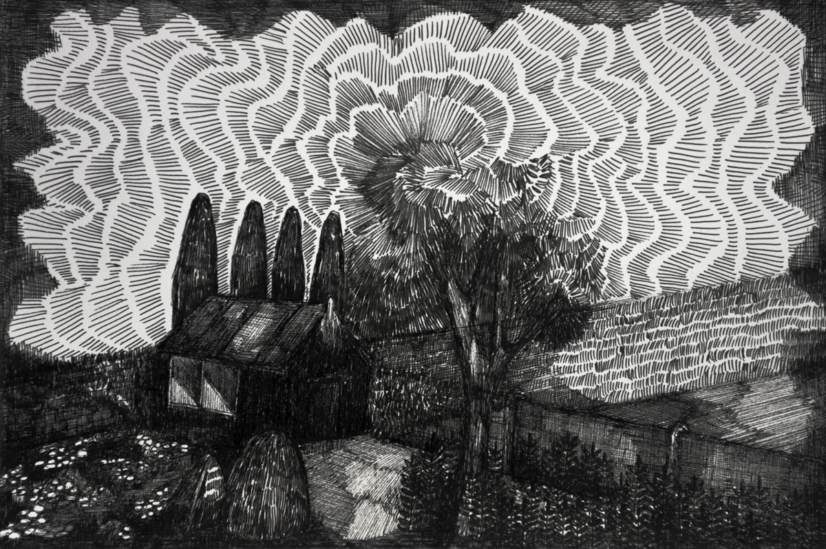 Rozemarijn Westerink - Garden, pen and ink on paper, 24 x 16 cm, 2021